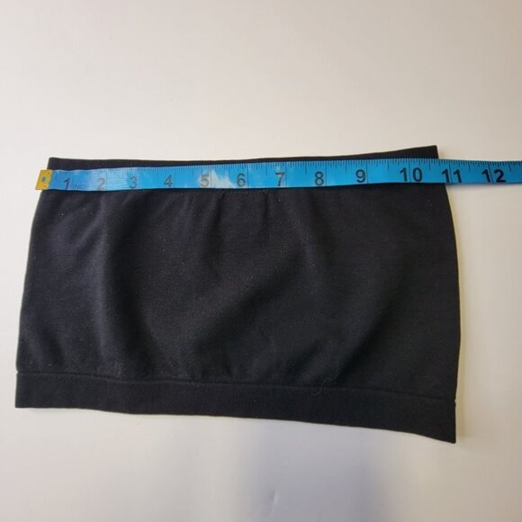 BLACK Crop Top Stretchy Ribbed Bandeau Tube Top - One Size- NEW - Picture 6 of 10